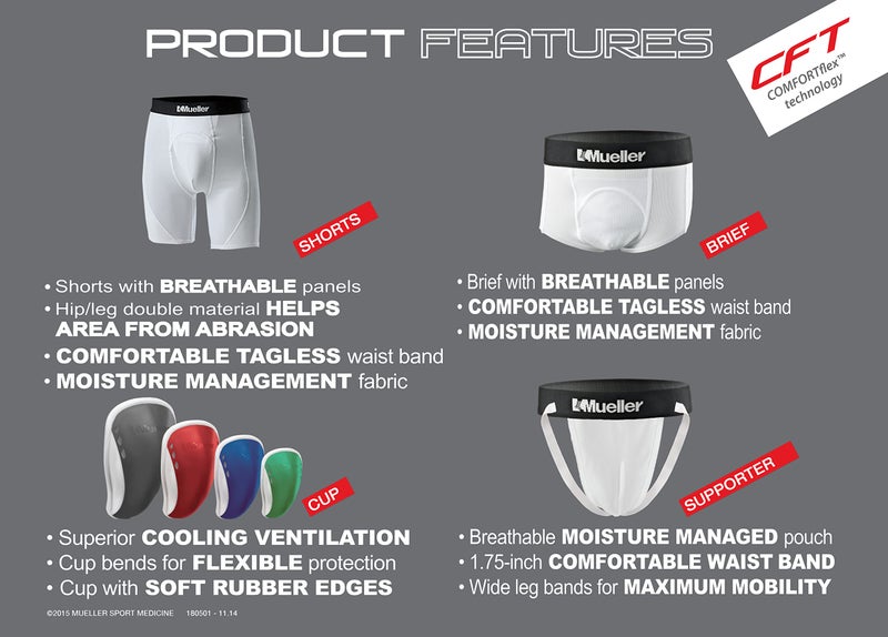 MUELLER Sports Medicine Men's Athletic Supporter with Flex Shield Cup, Adult Jockstrap for Sports, White Underwear/Gray Cup, X-Large - Image 2